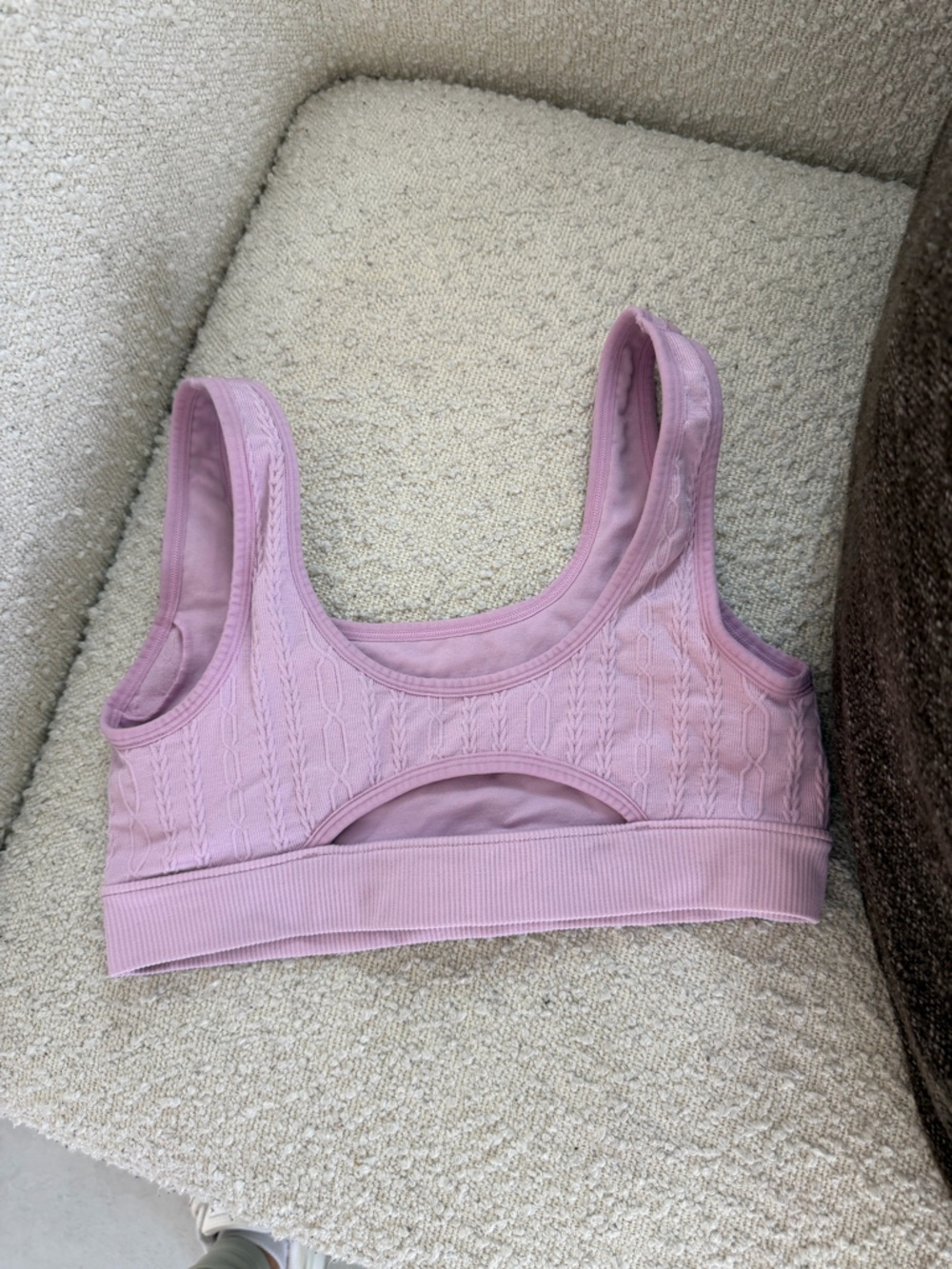 ALO Yoga Lilac Seamless Cable Knit Sports Bra S/P | Matching Set Available - Picture 3 of 4